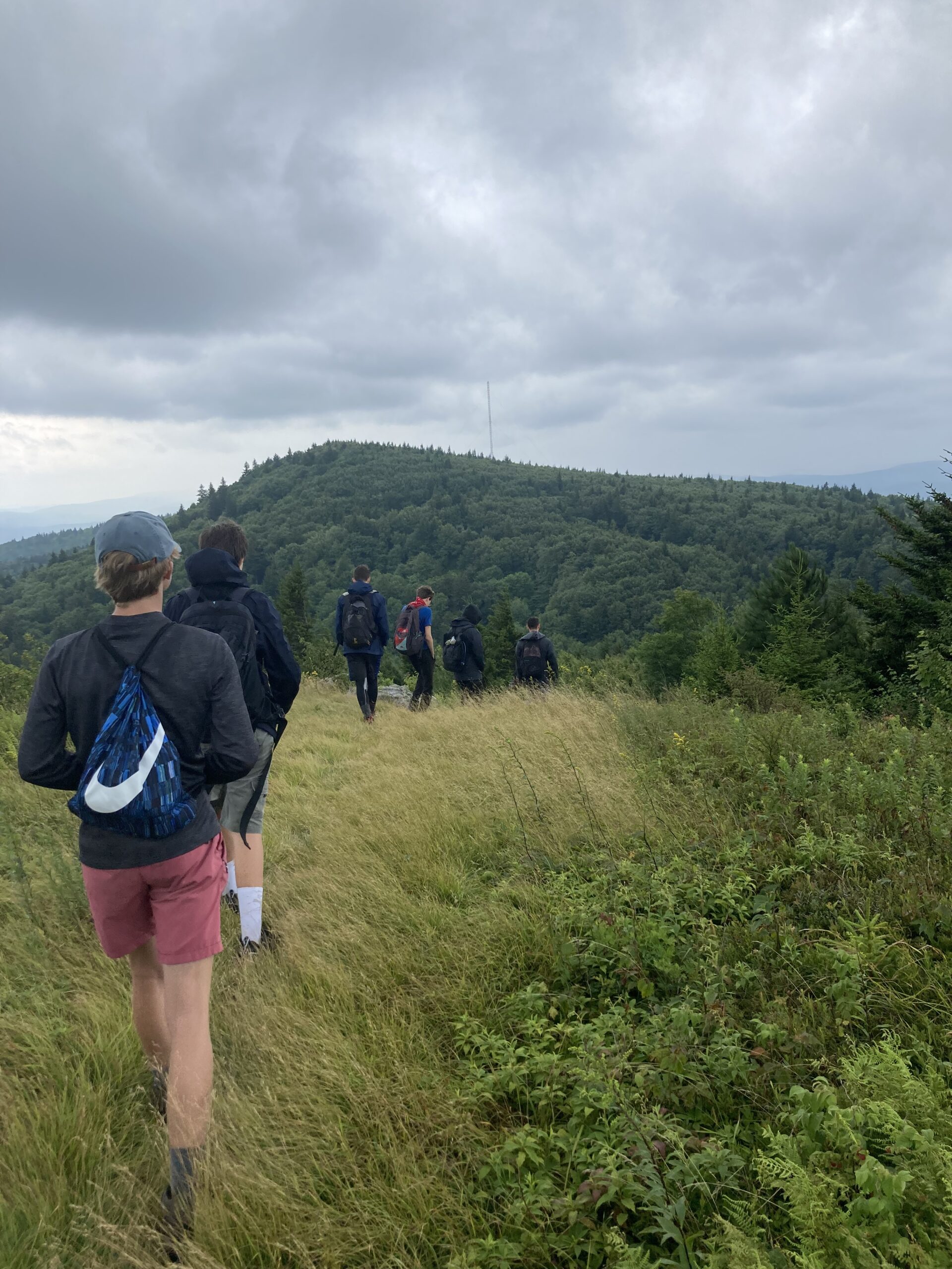 Young men hiking